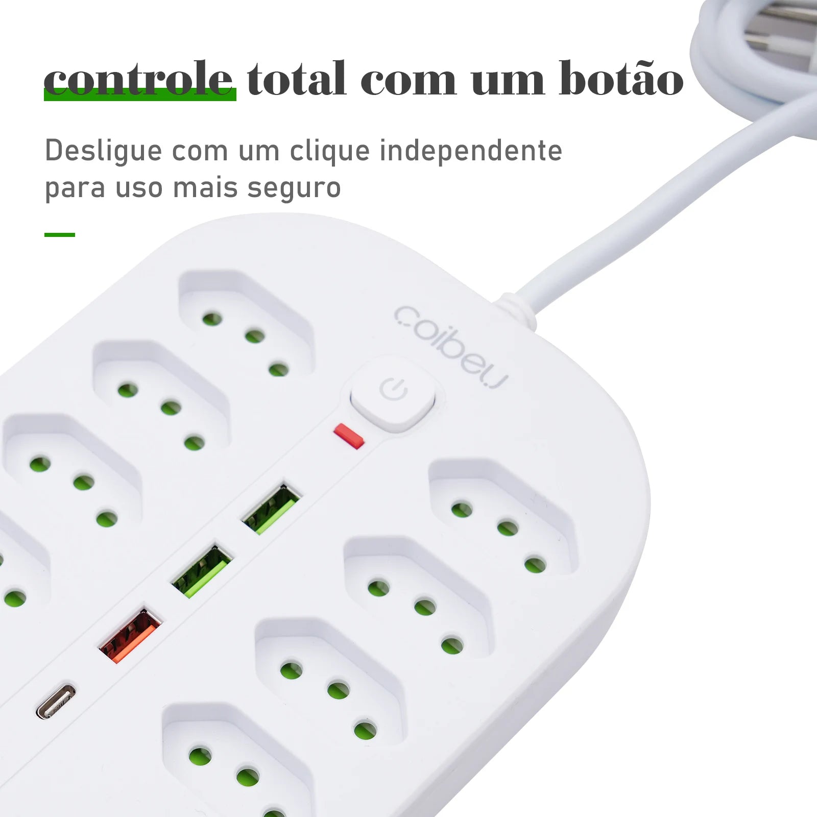 Line Filter, Electric Extension, Socket Extension, Socket Adapter, From Brazil, Coibeu, 10A, 110-220V, Usb Socket