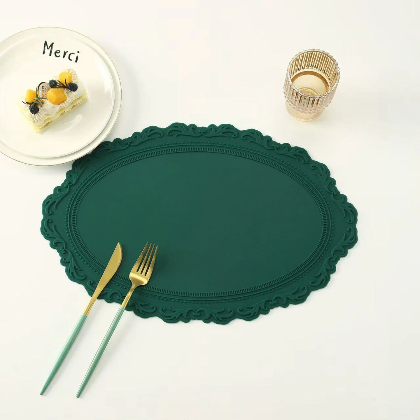 French Vintage Silicone Dining Mat round Bowl Plate Heat Resistant Mat Cup Anti-Scalding Pad Home Decoration Accories
