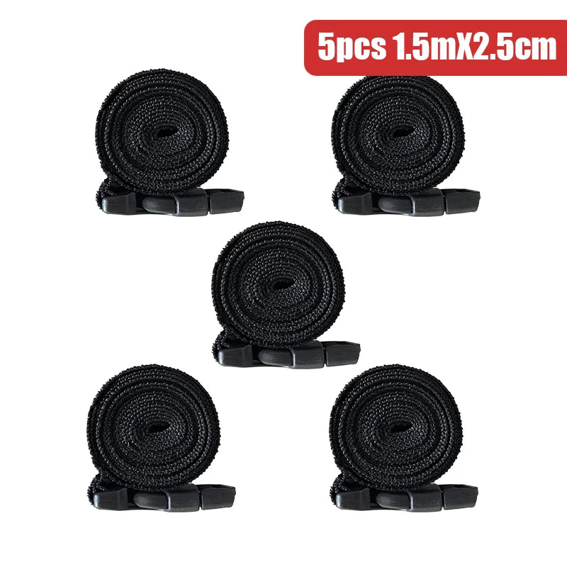 Black Durable Nylon 1/1.5/2m Travel Tied Cargo Tie Down Luggage Lash Belt Strap With Cam Buckle Travel Kits Outdoor Camping Tool
