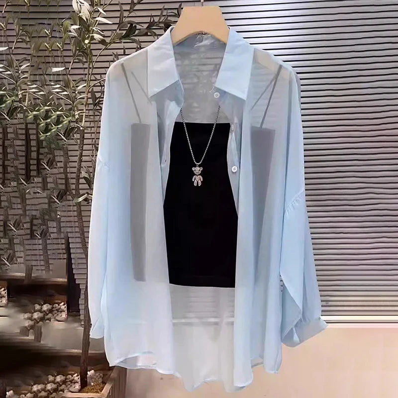 New 2026 Women's Ultra-Smooth Loose Sun Protection Shirt Pearl Silk Ice Sensation Open Cardigan Outerwear Summer Fashion