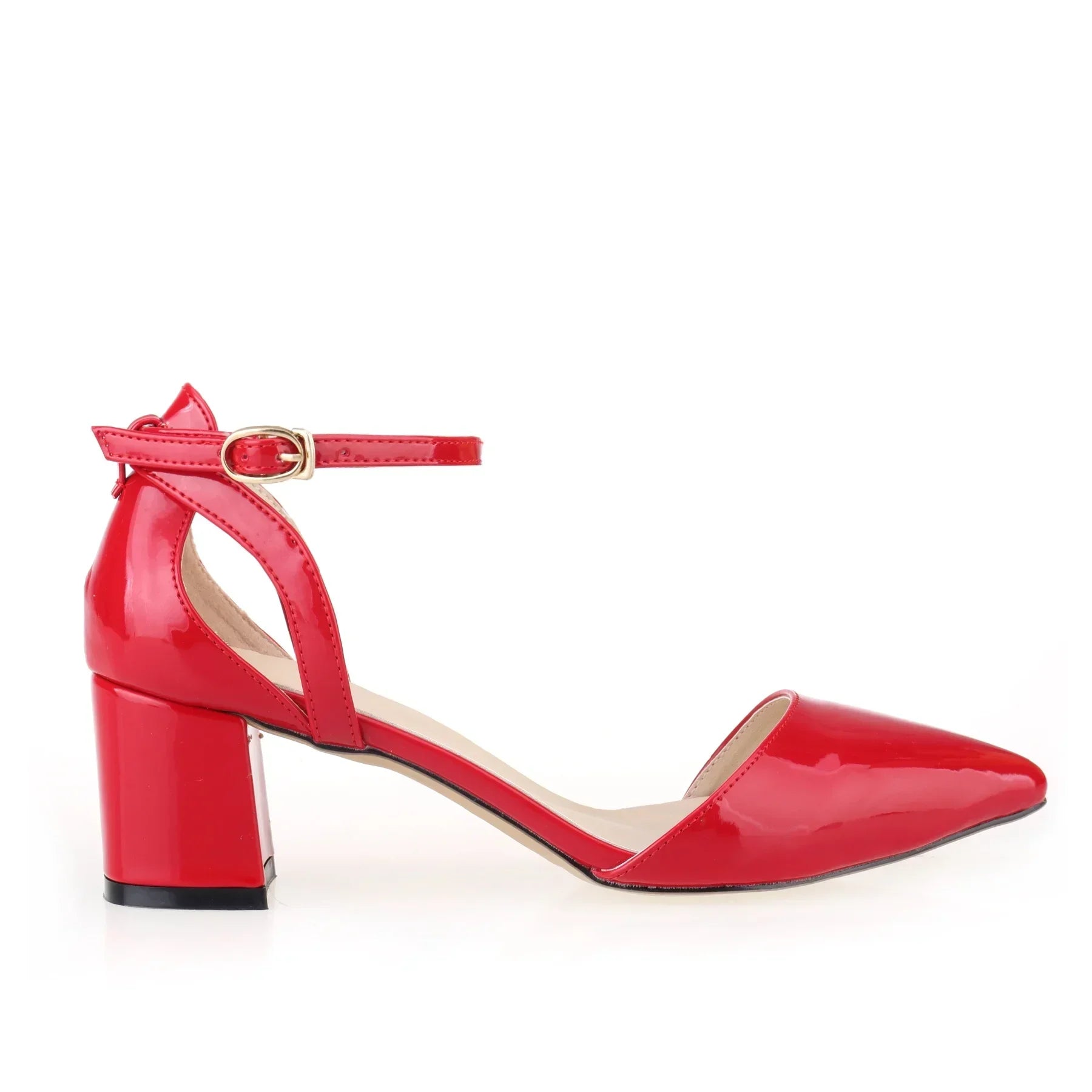 2026 Summer Women Sandals Sexy 5cm Single Work OL Thick High Heels Matte Pointed Toe Pumps Shollow Mouth Party Red Wedding Shoes