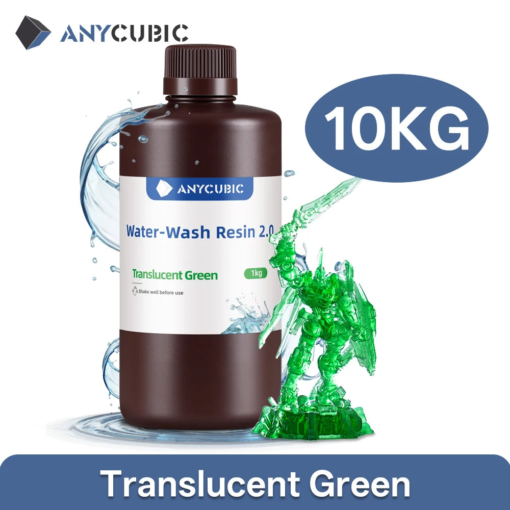 ANYCUBIC 10KG Water-Wash Resin For LCD 3D Printer High Precision Low Odor Low Viscosity 3D Printing Standard Photopolymer