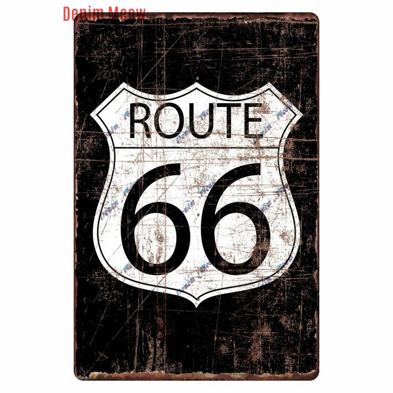 Mother Road Vintage Metal Sign Plate, New Style, Route 66, Old Route 66, Neon Light Effect, Mancave home Decor, WY14