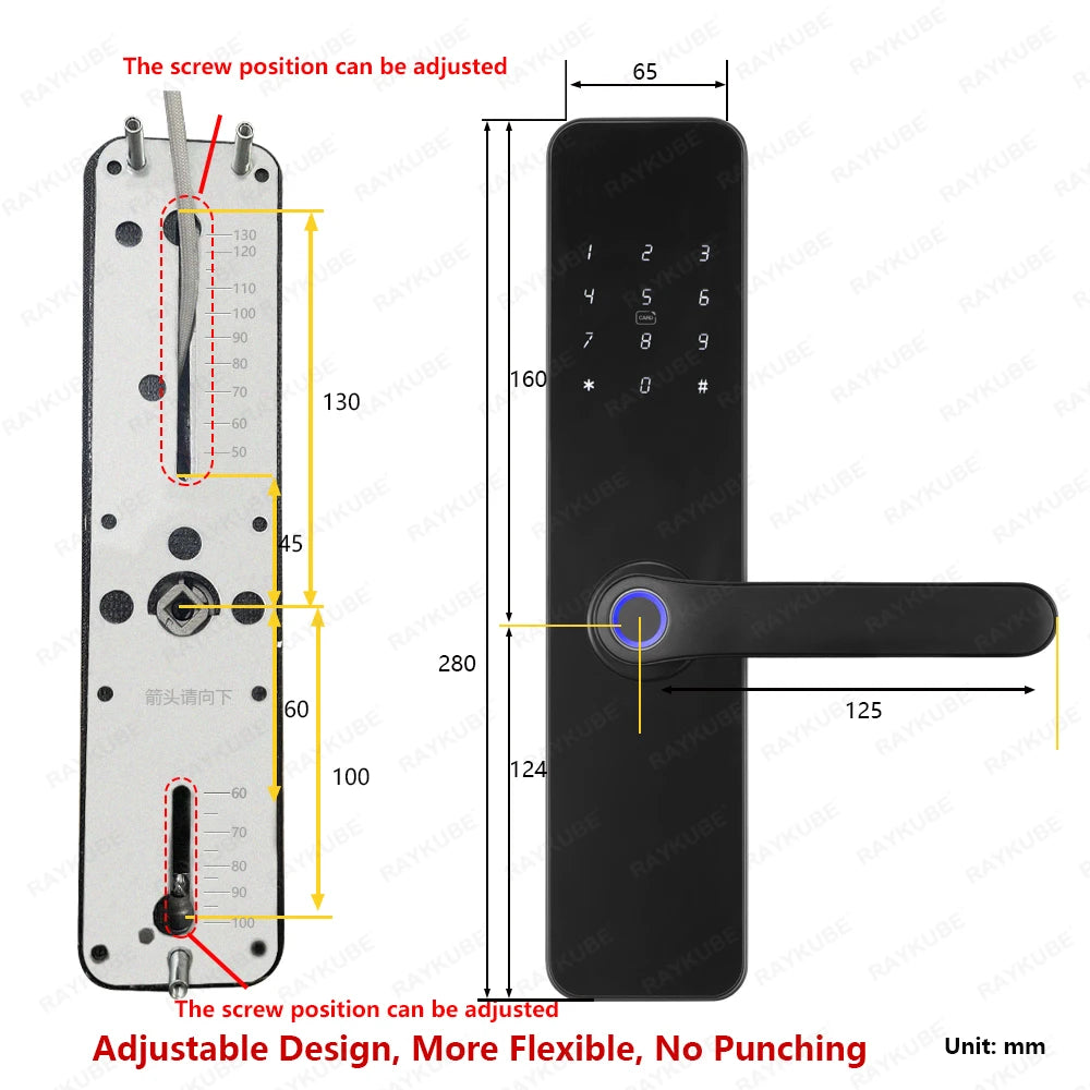 Do Brasil RAYKUBE F7 TT Lock Bluetooth Fingerprint Electric Door Lock Portuguese/English Voice Version With Longer Larger Handle