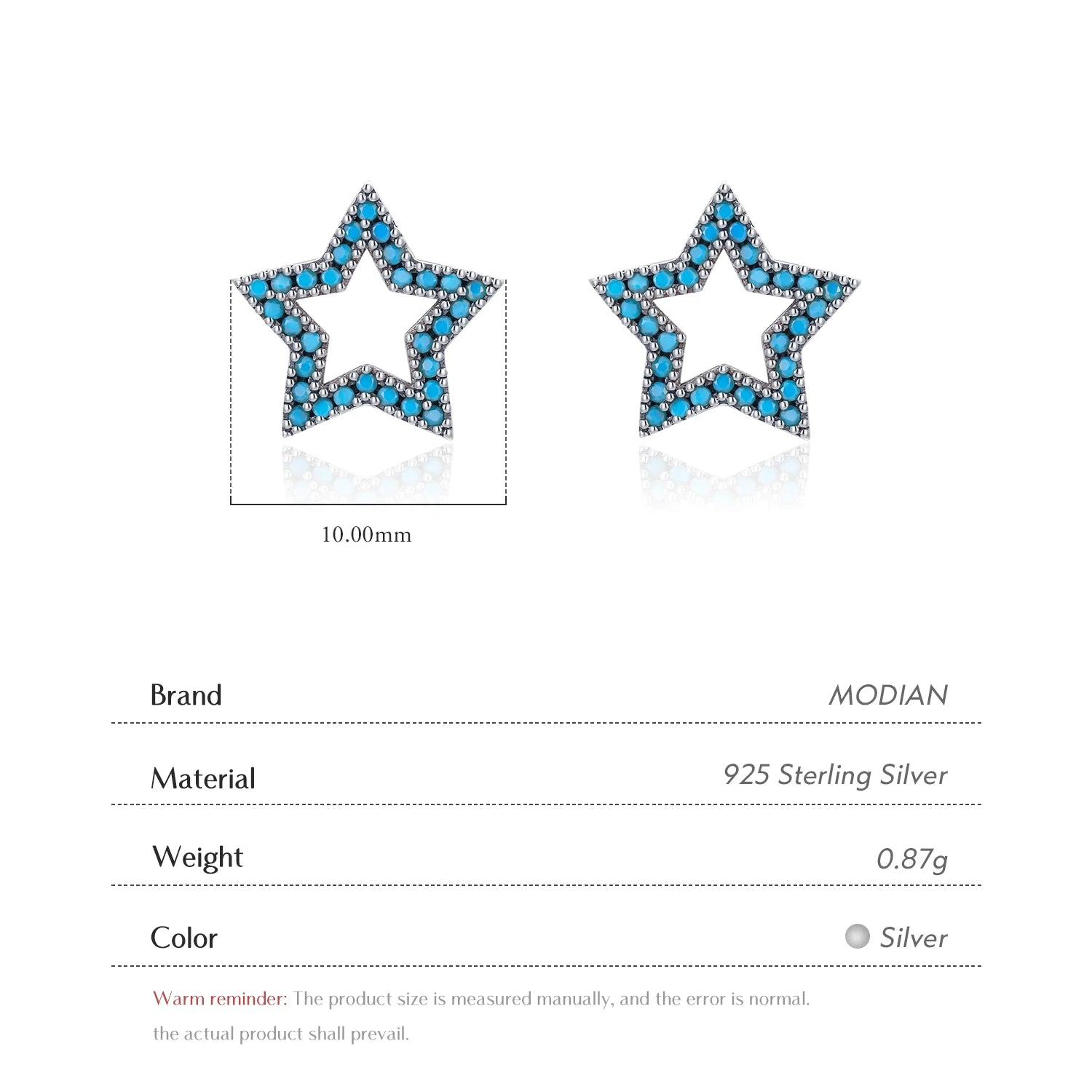 MODIAN New 925 Sterling Silver Vintage Stars Turquoise Ear Studs Fashion Hollow Out Charm Female Stud Earrings For Women Jewelry