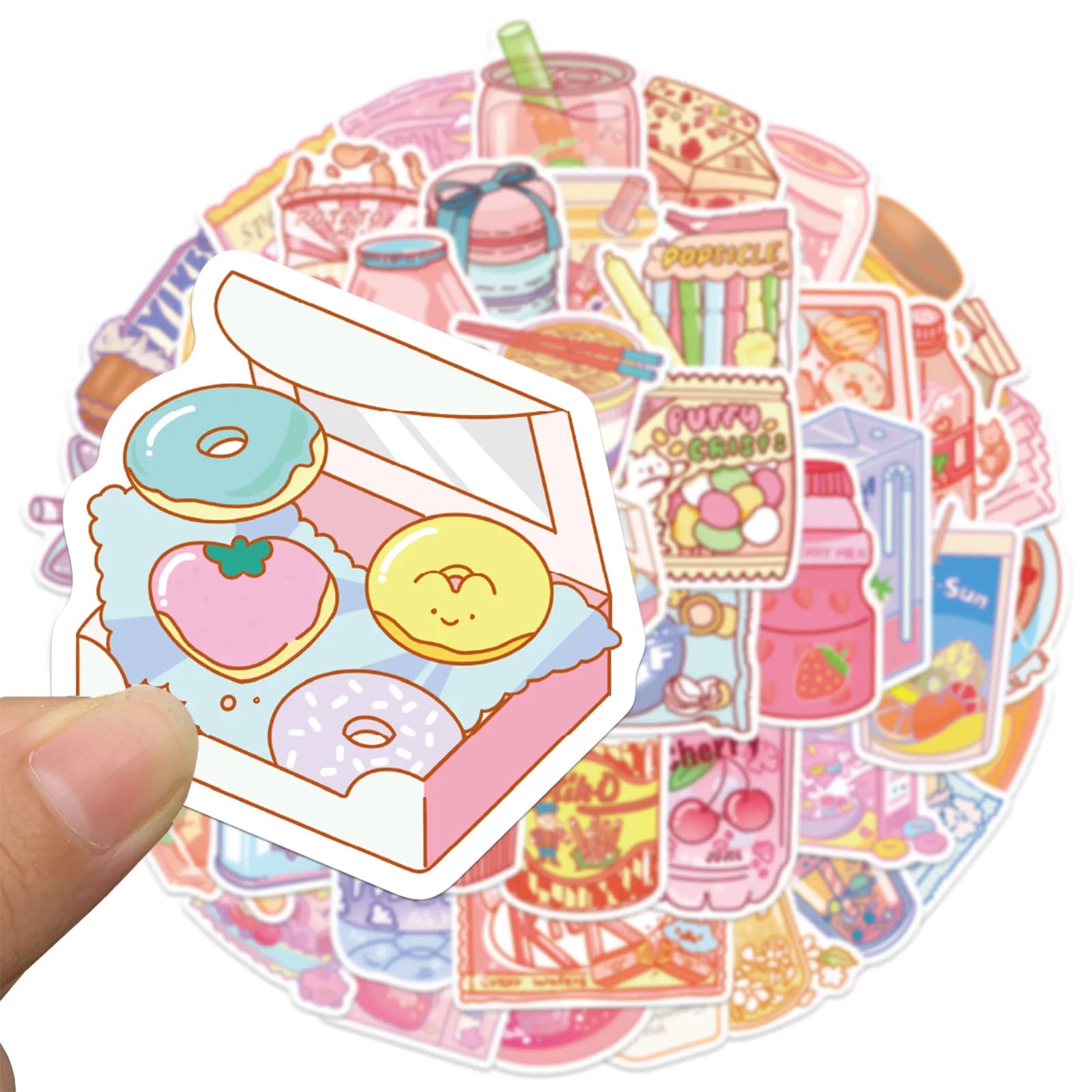 10/30/50PCS Korean INS Style Pink Cartoon Food Snacks Stickers Cute Decals Luggage Skateboard DIY Graffiti Girl Gradient Sticker