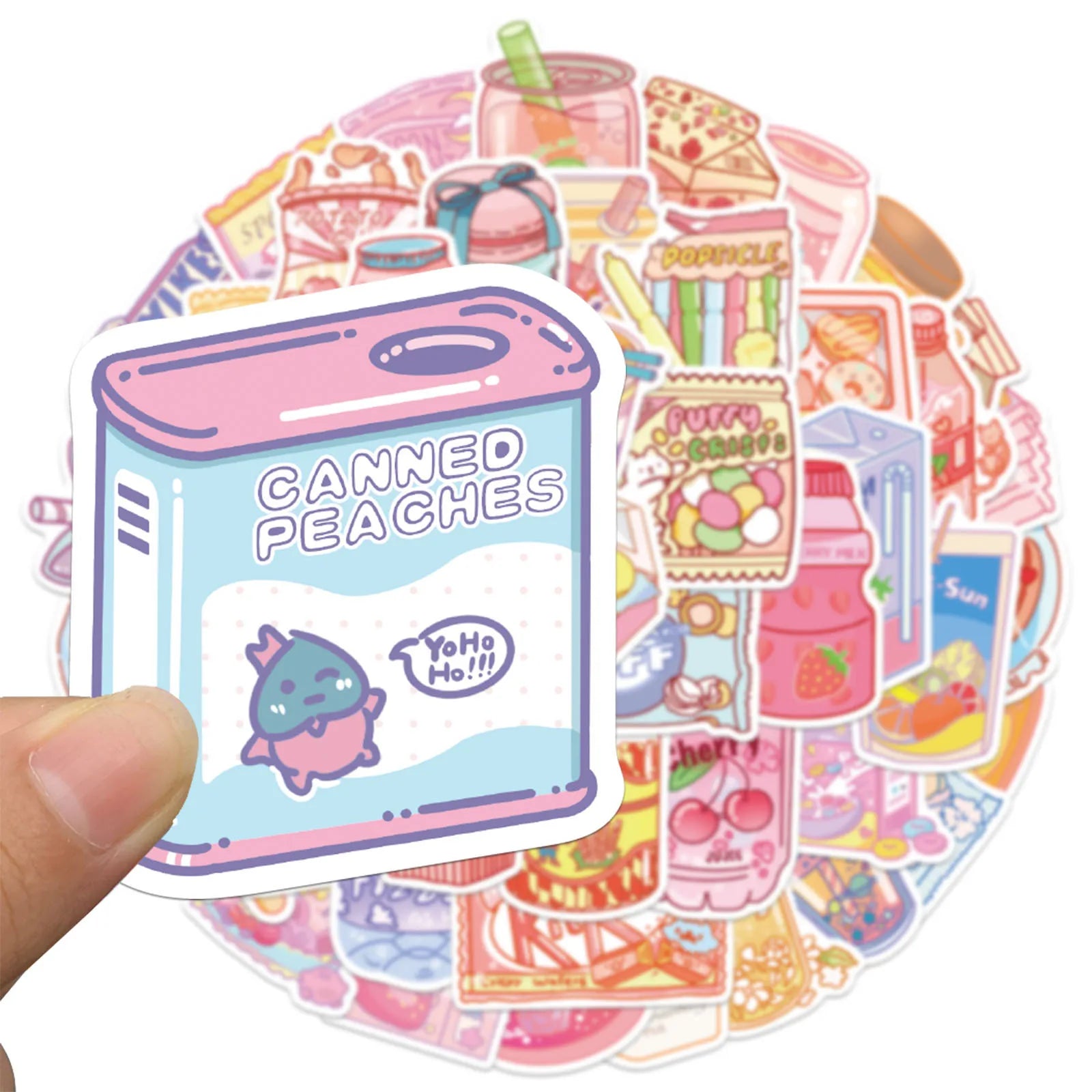 10/30/50PCS Korean INS Style Pink Cartoon Food Snacks Stickers Cute Decals Luggage Skateboard DIY Graffiti Girl Gradient Sticker