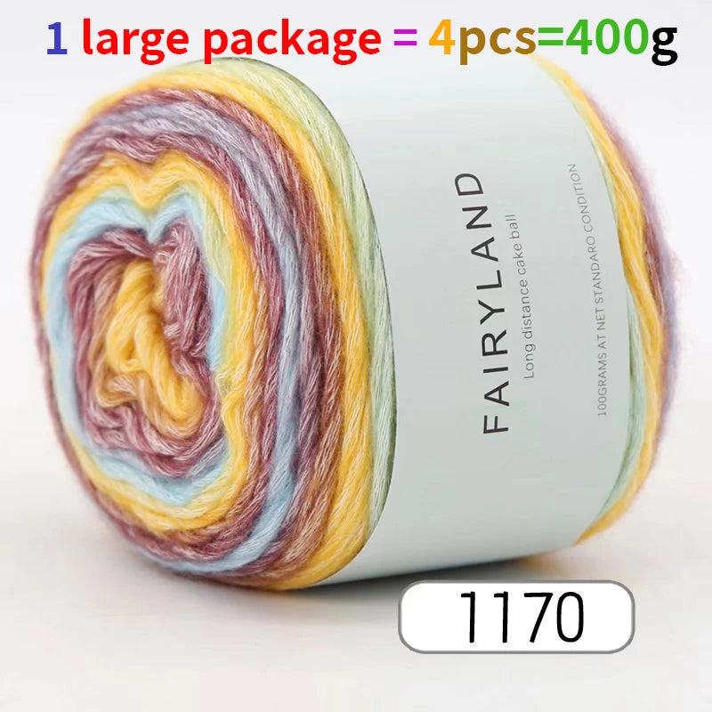 1pc 100g Gradient Rainbow Yarn, Suitable for DIY Crochet and Knitted Warm Sweaters, Scarves, Hats, Shawls, Etc