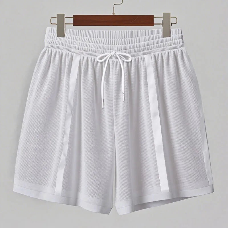 INCERUN Men Shorts Mesh Patchwork Drawstring Loose Transparent Male Shorts Streetwear Summer 2025 Sexy Vacation Men Bottoms