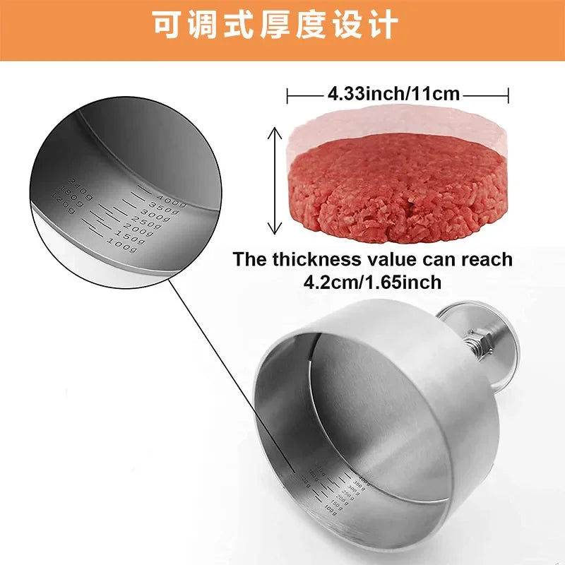 Stainless Steel Hamburger Maker Burger Press Round Shape Non-Stick Cutlets Hamburger Meat Beef Grill Burger Smasher Patty Mold