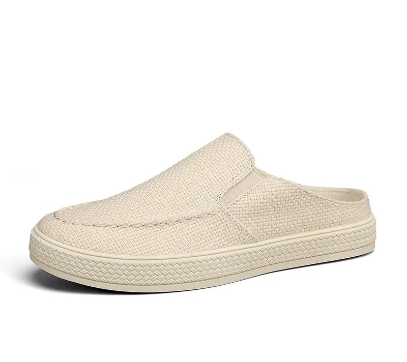 Man Half Slipper Summer New Casual Shoes Half Slippers Breathable Canvas Soft Bottom Lightweight Walking Shoe Vulcanized Shoes