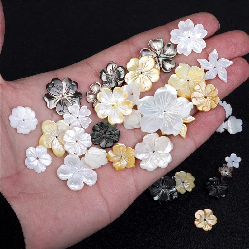 New In Natural Pearl Flower Shape Beads Mother of Pearl Charm Beads Natural Shell Bead for DIY Bracelet Necklaces Earrings Ring