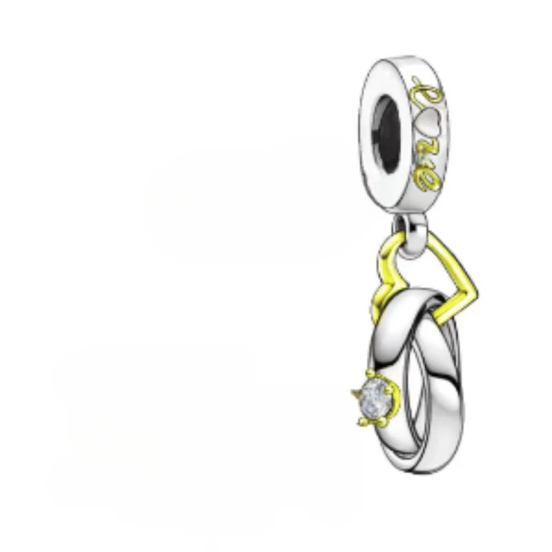 2024 New 925 Sterling Silver Bead Golden Heart-Shaped Lock Birthday Candle Charm Fit Bracelet DIY Women Jewelry