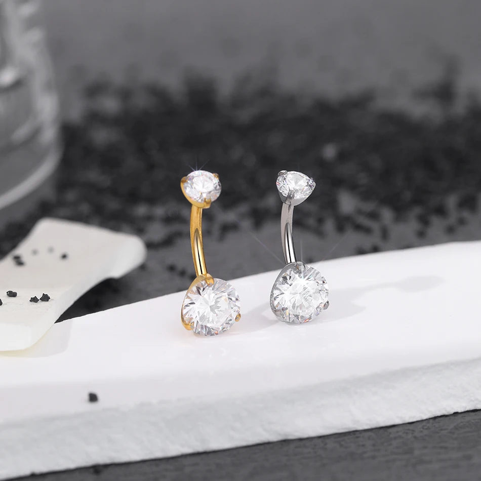 1Pc Titanium Belly Button Ring Zircon Navel Bar Internally Threaded Body Piercing Jewelry Nombril Ombligo Barbell 6/8/10/12mm