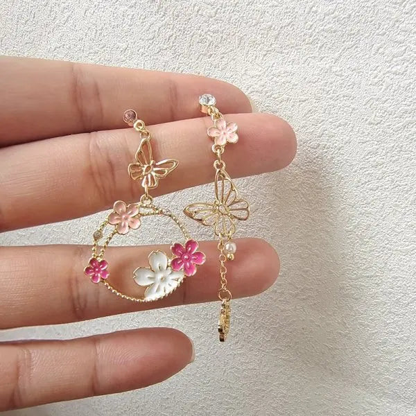 New Trendy Green Zircon Butterfly Earrings for Women Light Luxury Sweet Long Tassel Earrings Aesthetics Wedding Party Jewelry