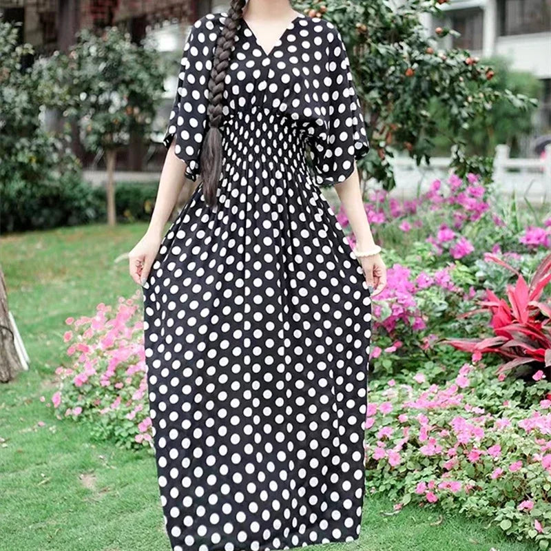 Vestidos Para Mujer Rope Robe Dress Women Casual Elegant Retro Bohemian V Neck Boho Korean Printed Summer Long Dresses Clothes