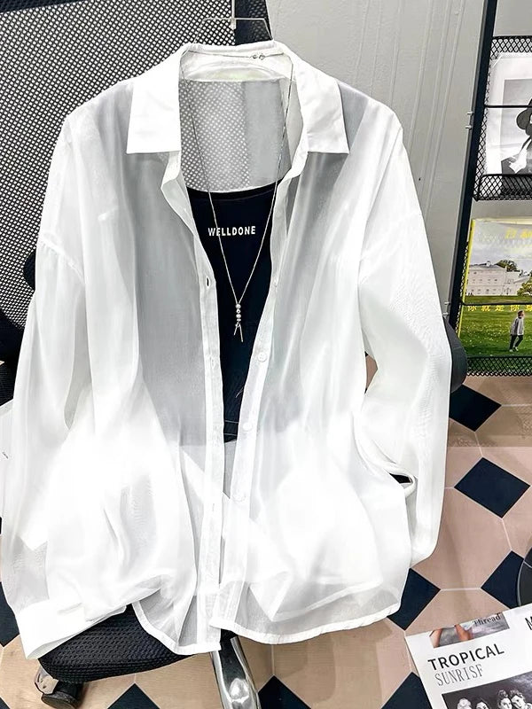 New 2026 Women's Ultra-Smooth Loose Sun Protection Shirt Pearl Silk Ice Sensation Open Cardigan Outerwear Summer Fashion
