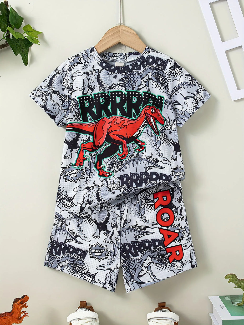Children's Clothing Suit for Boy Short Sleeve Girl Shorts 3D Cartoon Dinosaurs Print Kids Summer Clothes Boy set Children's Set