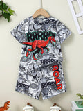 Children's Clothing Suit for Boy Short Sleeve Girl Shorts 3D Cartoon Dinosaurs Print Kids Summer Clothes Boy set Children's Set
