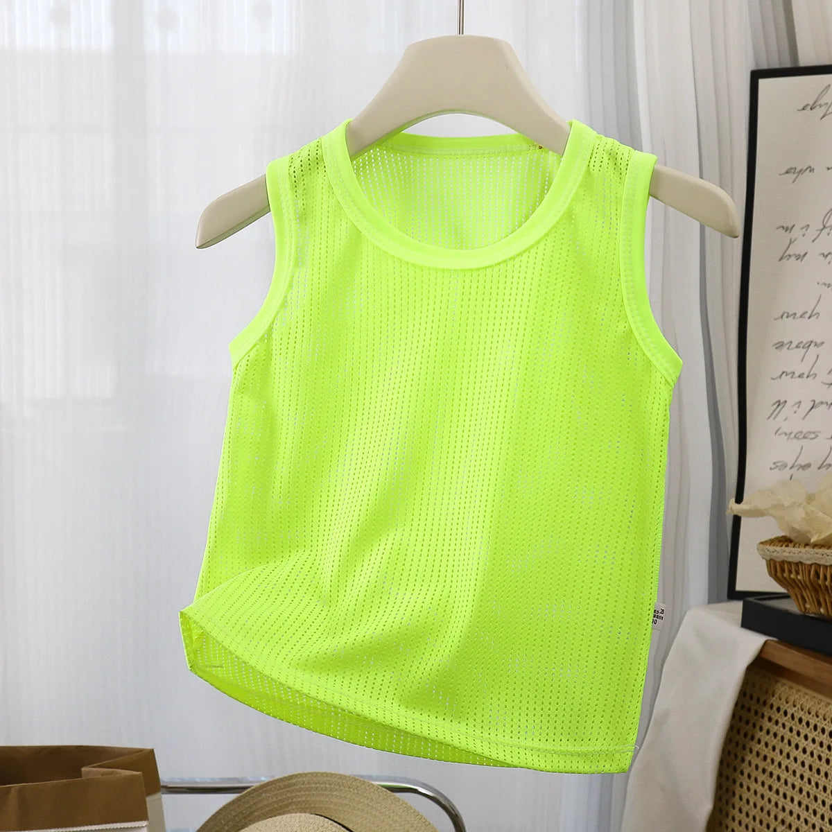 Summer Kids Sleeveless T-shirt Boy Girls Mesh Tank Top Breathable Sports Vest For Toddlers
