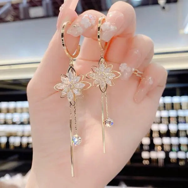 New Trendy Green Zircon Butterfly Earrings for Women Light Luxury Sweet Long Tassel Earrings Aesthetics Wedding Party Jewelry