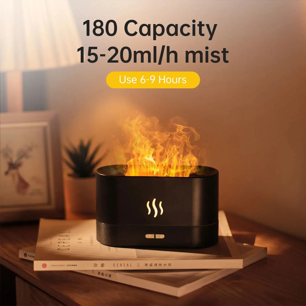 Vissko Aroma Diffuser Air Humidifier Ultrasonic Aromatherapy Cool Mist Maker 180ML Essential Oil Flame Lamp Difusors For Home