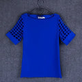 Summer Blouse Sexy Women Ladies Hollow Sleeve Slash Neck Loose Solid Shirts Casual Tops