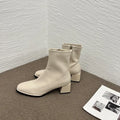 2026 Autumn Winter Design Heel Ankle Boot Fashion Square Toe Zipper Ladies Casual Chelsea Boots Shoes Soft Leather Short Boot