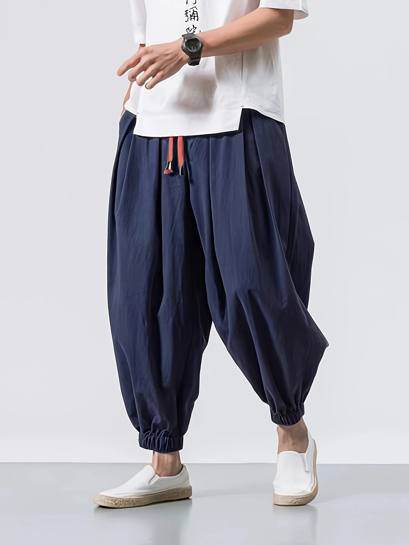 FGKKS Spring Men Loose Harem Pants Chinese Linen Overweight Sweatpants High Quality Casual Brand Oversize Trousers Male
