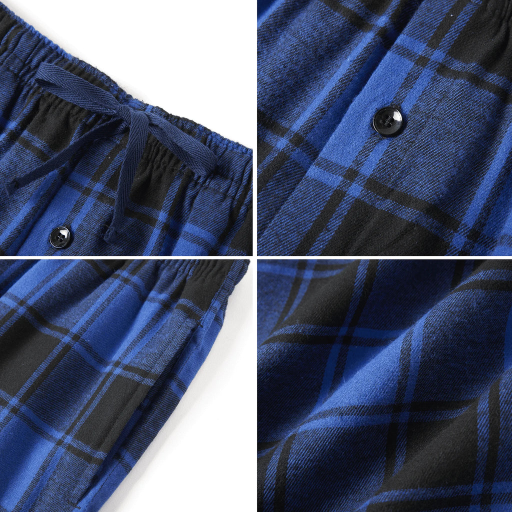 JupiterSecret 3pcs Men's Pajama Pants Autumn/Winter Flannel Cotton Plaid Sleep & Lounge PJ Bottoms with Pockets and Button Fly