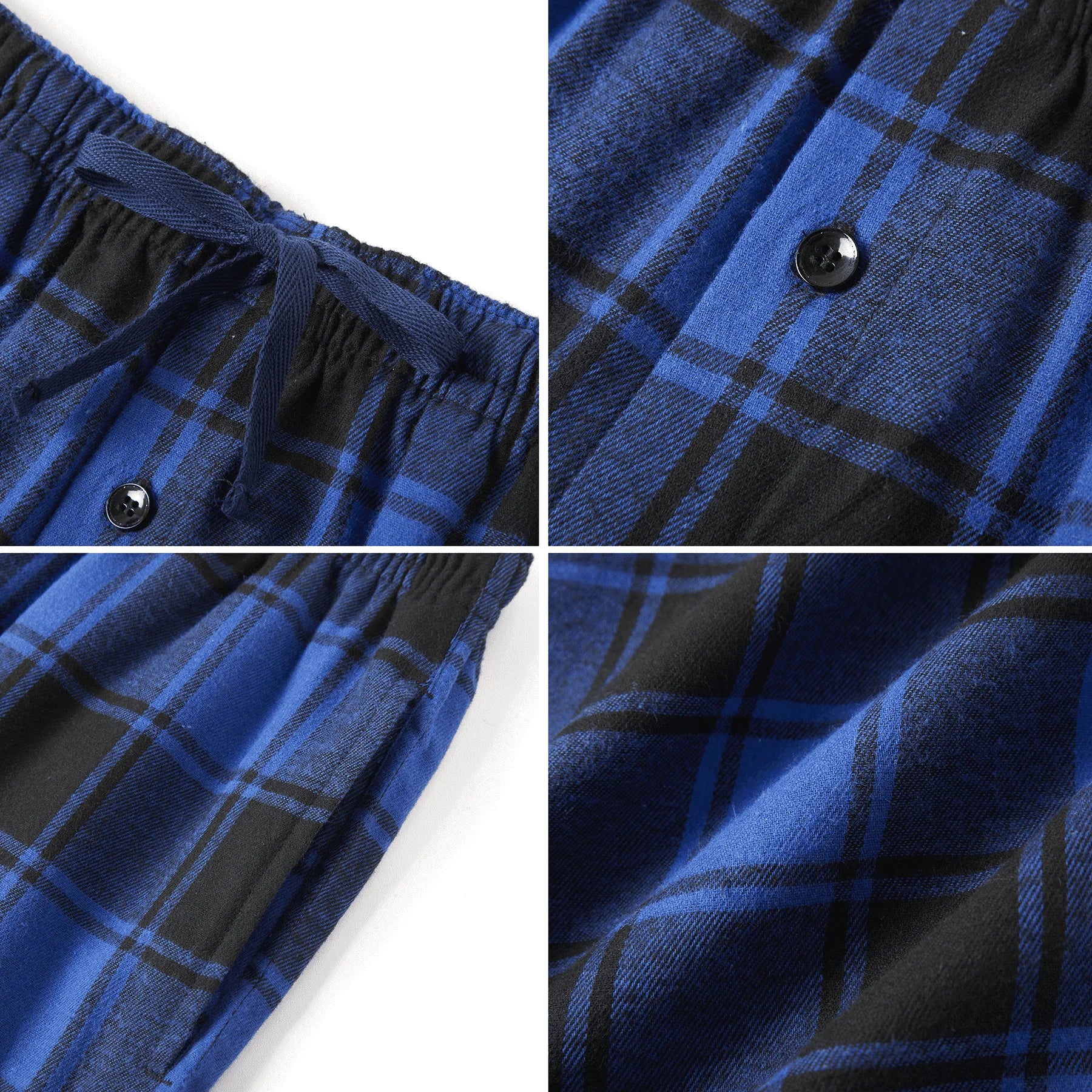 JupiterSecret 3pcs Men's Pajama Pants Autumn/Winter Flannel Cotton Plaid Sleep & Lounge PJ Bottoms with Pockets and Button Fly