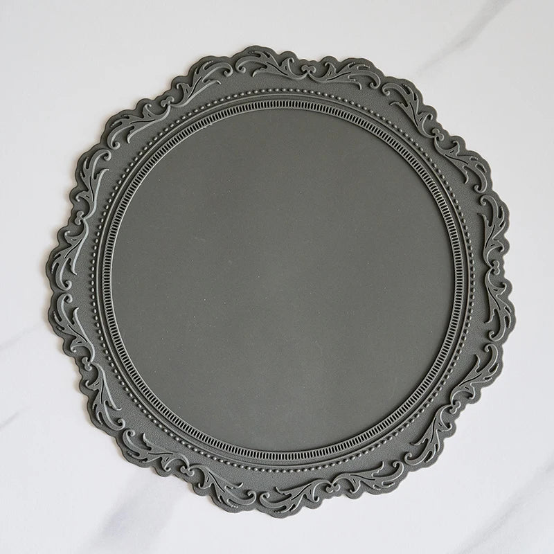 French Vintage Silicone Dining Mat round Bowl Plate Heat Resistant Mat Cup Anti-Scalding Pad Home Decoration Accories