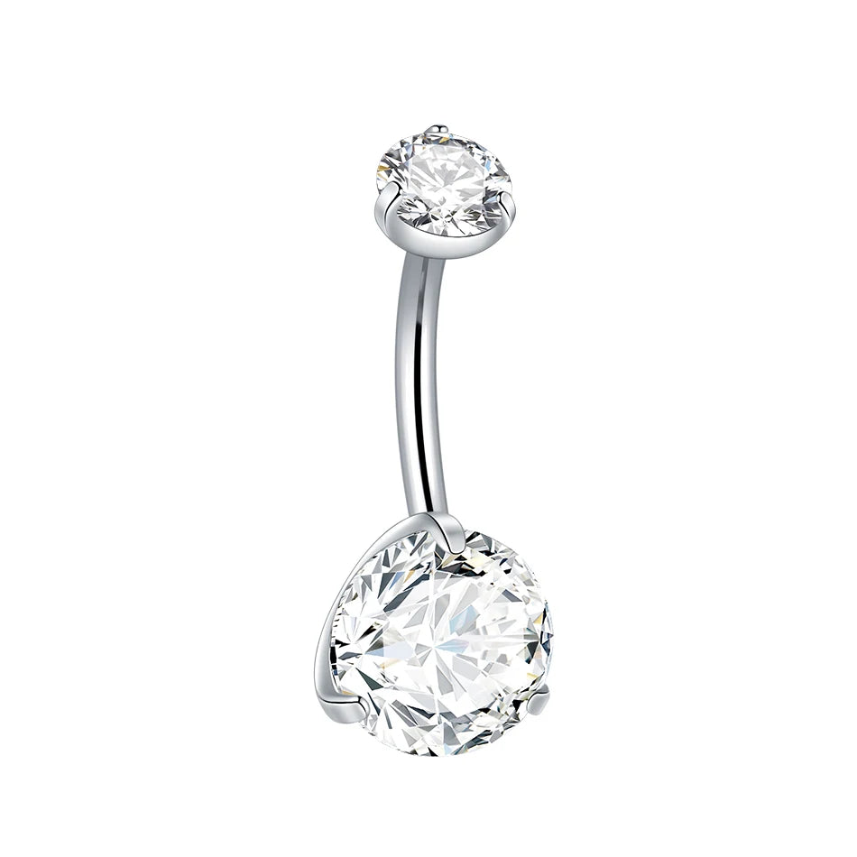 1Pc Titanium Belly Button Ring Zircon Navel Bar Internally Threaded Body Piercing Jewelry Nombril Ombligo Barbell 6/8/10/12mm