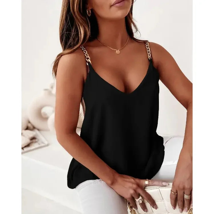 Women Summer Tops Zipper Tees Sexy Vintage Strap Camis Big Large T Shirts V Neck Loose Casual Befree Boho Tees