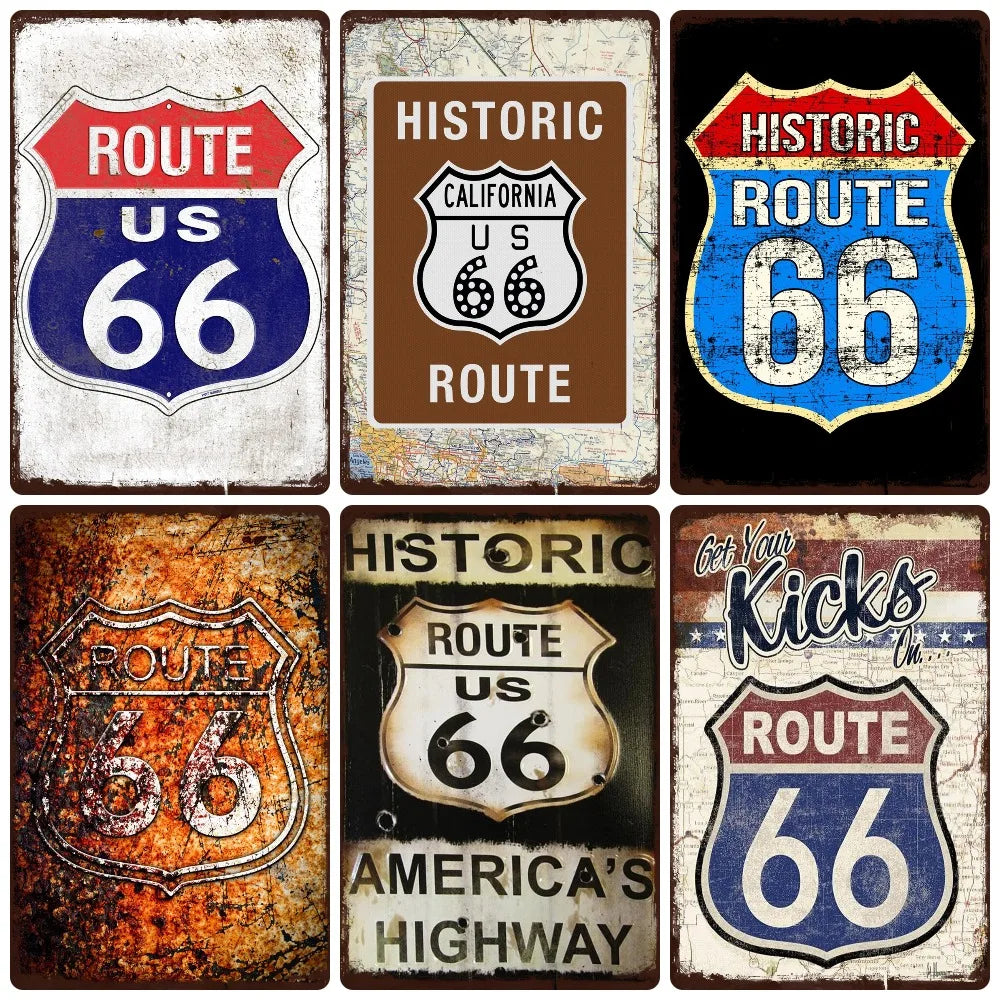 Mother Road Vintage Metal Sign Plate, New Style, Route 66, Old Route 66, Neon Light Effect, Mancave home Decor, WY14