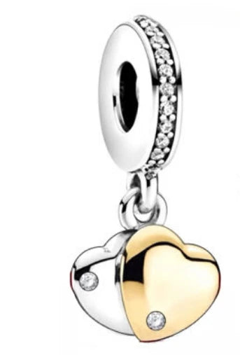 2024 New 925 Sterling Silver Bead Golden Heart-Shaped Lock Birthday Candle Charm Fit Bracelet DIY Women Jewelry