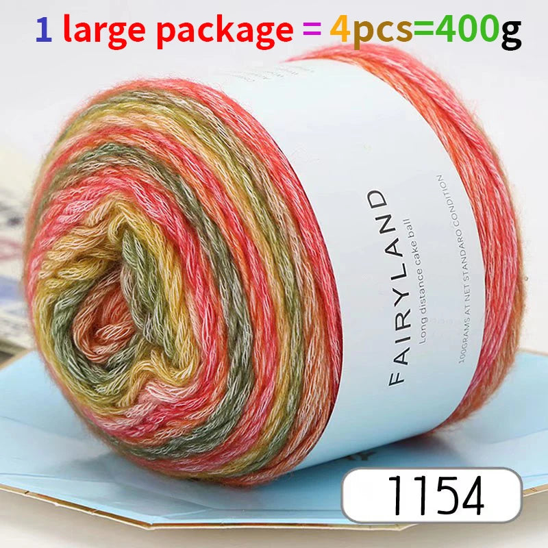 1pc 100g Gradient Rainbow Yarn, Suitable for DIY Crochet and Knitted Warm Sweaters, Scarves, Hats, Shawls, Etc