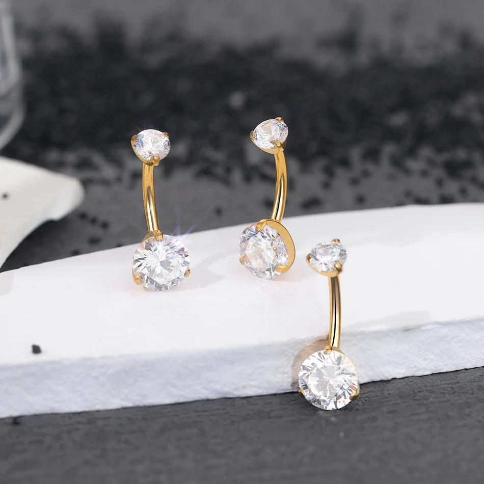 1Pc Titanium Belly Button Ring Zircon Navel Bar Internally Threaded Body Piercing Jewelry Nombril Ombligo Barbell 6/8/10/12mm