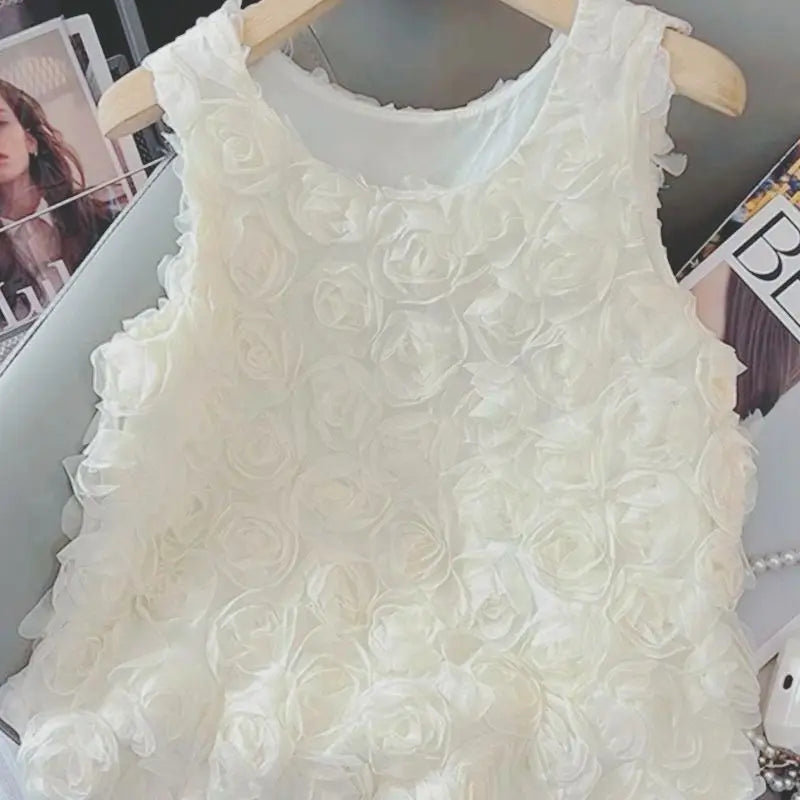 French Three-dimensional Rose Embroidered Sleeveless Vest Women's 2025 Summer Niche Short Top