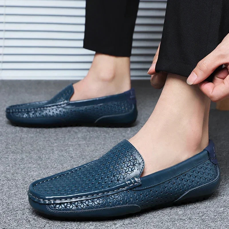 Summer Luxury Brand Men Casual Shoes Soft Genuine Leather Mens Loafers Moccasins Italian Designer Breathable Slip on Boat Shoes
