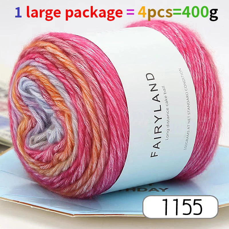 1pc 100g Gradient Rainbow Yarn, Suitable for DIY Crochet and Knitted Warm Sweaters, Scarves, Hats, Shawls, Etc