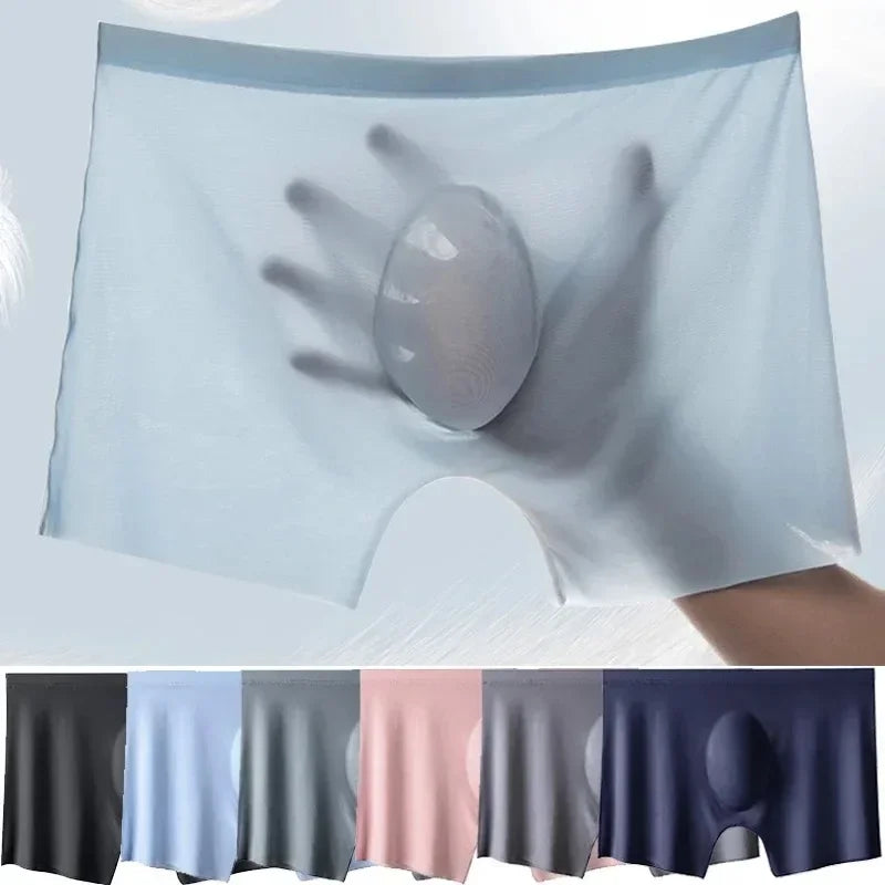 10 Pcs/Lot Men's Summer Ice Silk Boxers Briefs Seamless Underwear Lingerie Underpants Shorts Ultra-thin Breathable Sexy Panties