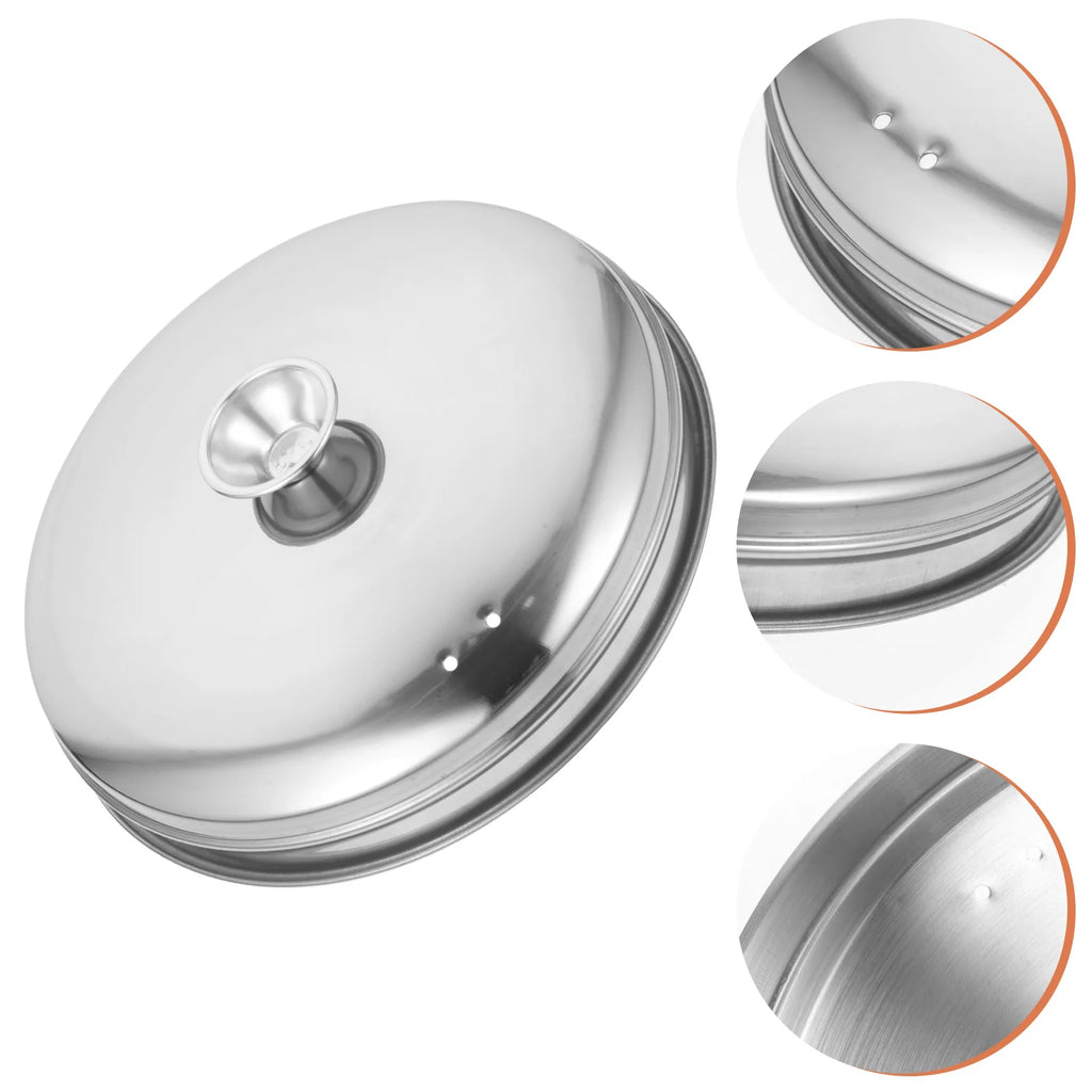 Stainless Steel Steamer Lid Cheese Its Cover Food Binaural Steak Dome Basting Griddle Household