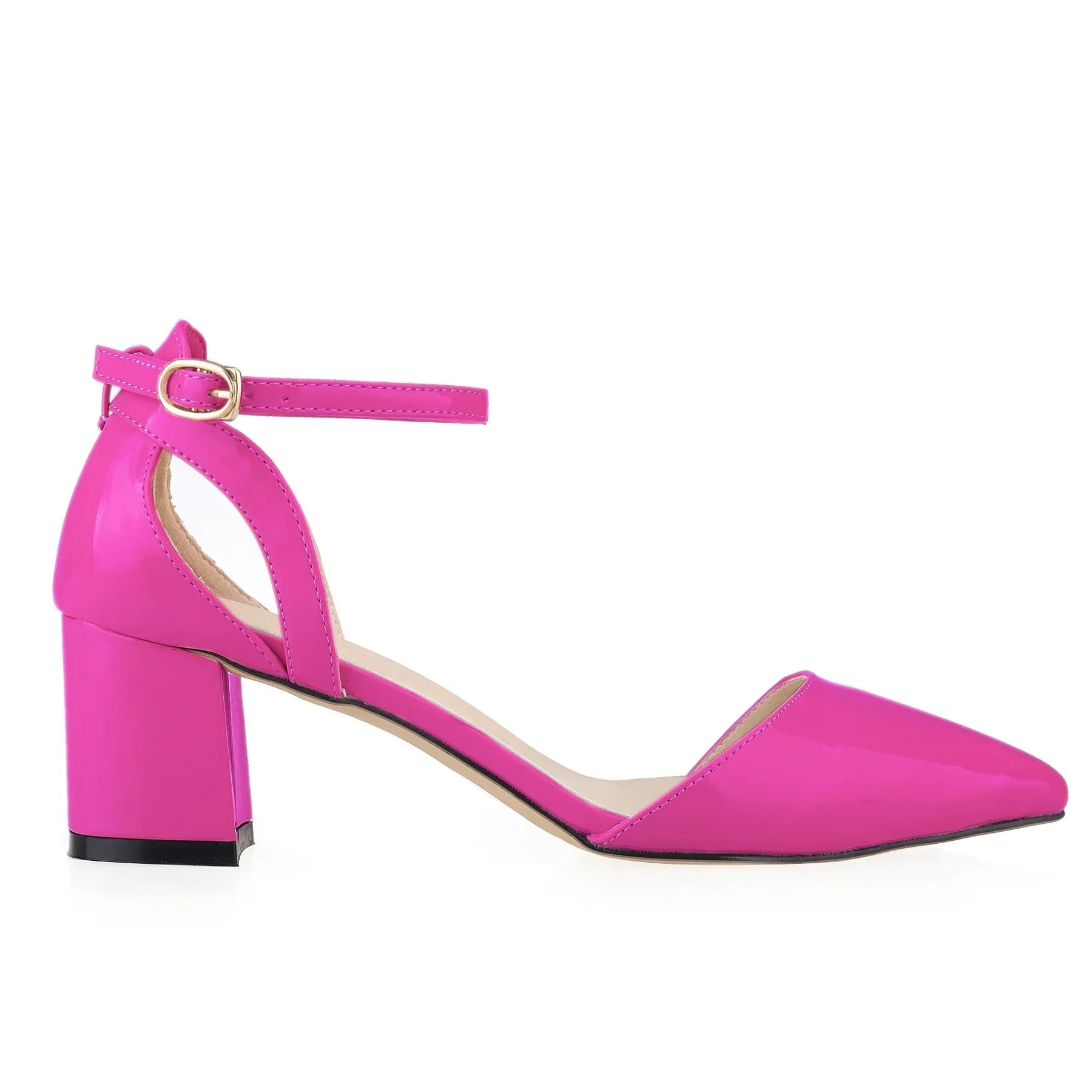 2026 Summer Women Sandals Sexy 5cm Single Work OL Thick High Heels Matte Pointed Toe Pumps Shollow Mouth Party Red Wedding Shoes