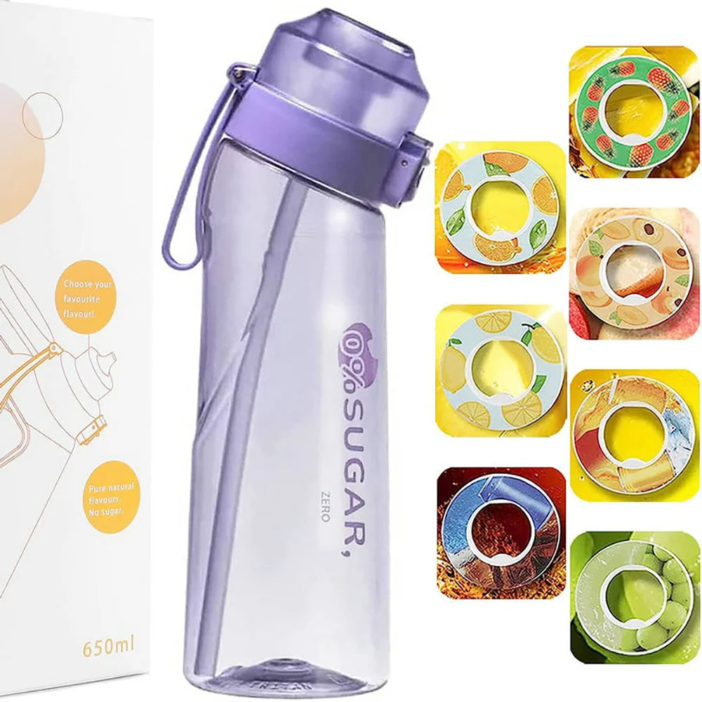 650ml Flavored Water Bottle Sports Drinking Bottle Flavor Pods Fruit Scent Up Water Cup for Outdoor Camping Fitness Fashion