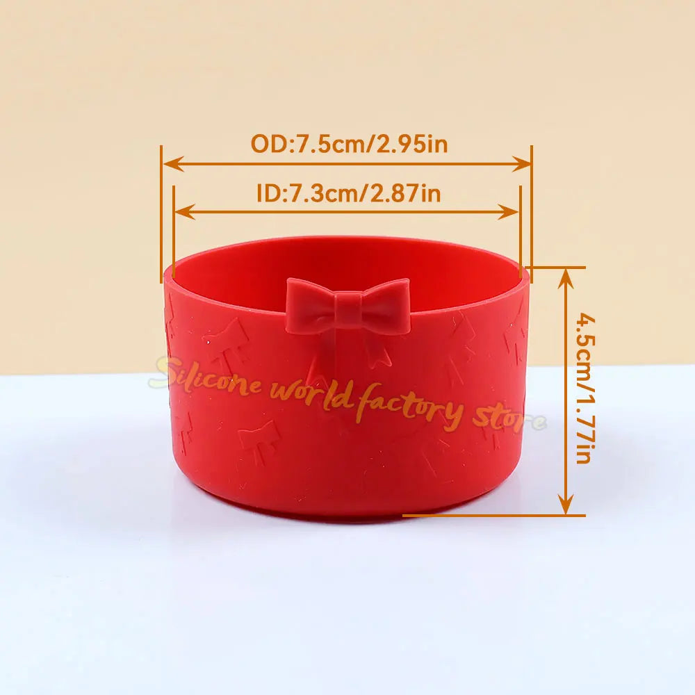 SW 7.5CM Cartoon Animal Bow Silicone Cup Bottom Cover For Stanley 40oz Tumbler Protective Water Bottle Sleeve Anti-slip Cup Boot