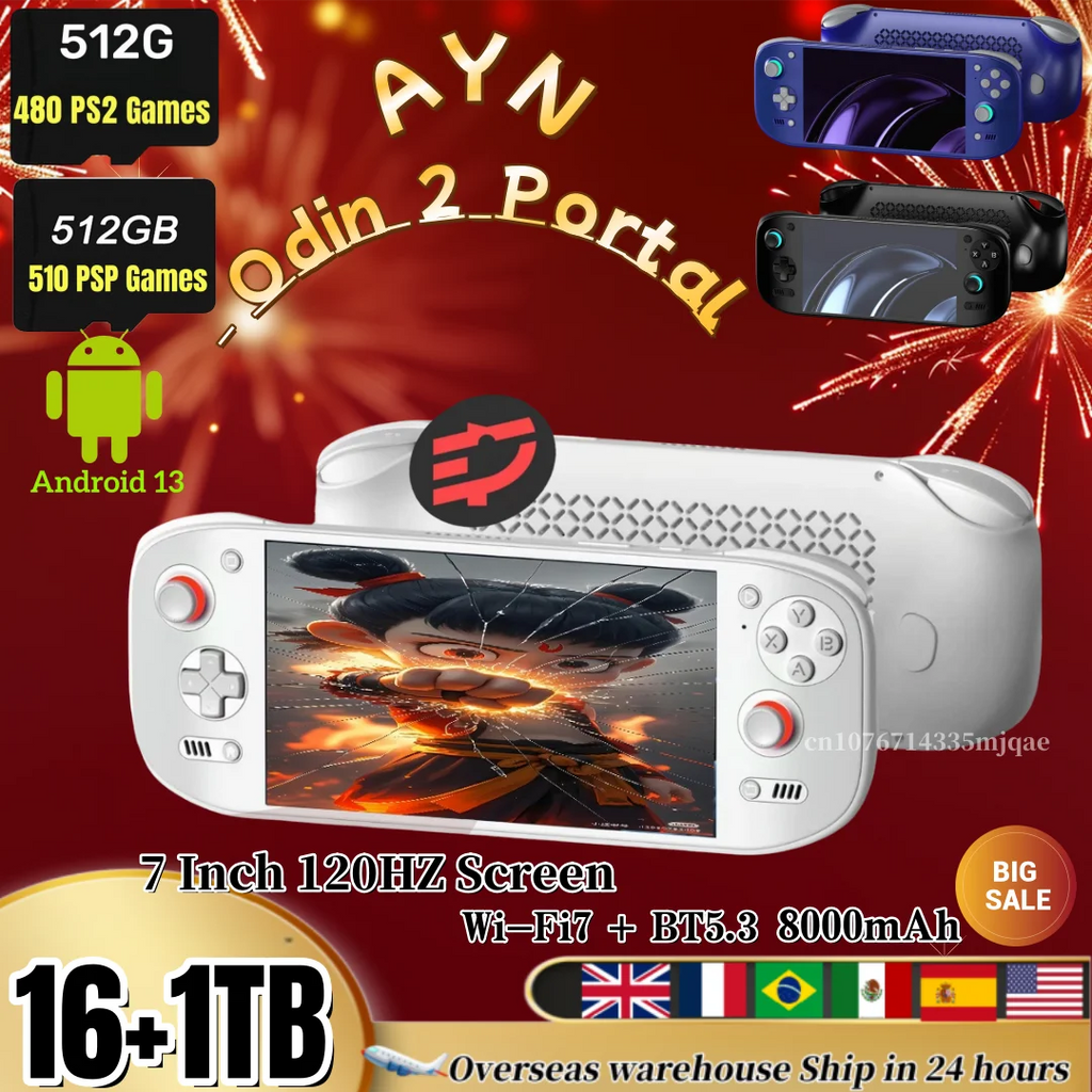 AYN Odin 2 Portal Handheld Game Console 7 Inch 120HZ Screen Android 13 8000mAh 8Gen2 Open Source Retro Video Game Player PS2 PSP