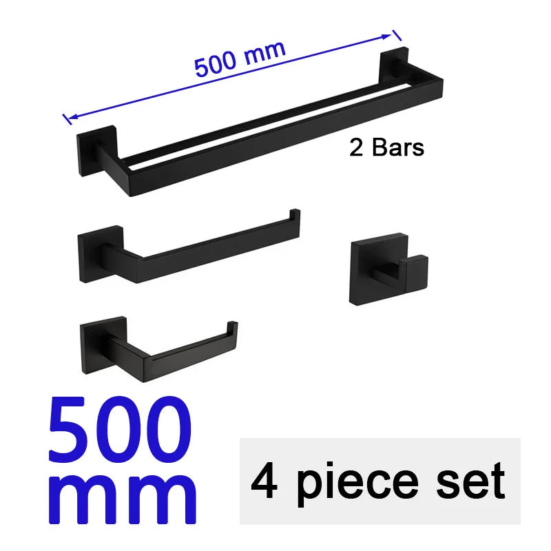 Matte Black Bathroom Hardware 304 Stainless Steel Towel Rack Toilet Paper Holder Liquid Soap Holder Towel Bar Toilet Accessories