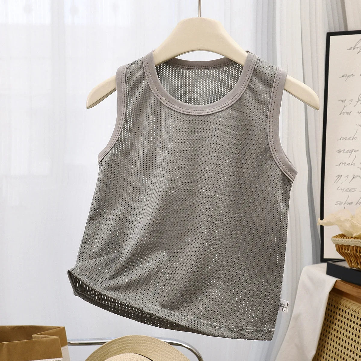 Summer Kids Sleeveless T-shirt Boy Girls Mesh Tank Top Breathable Sports Vest For Toddlers