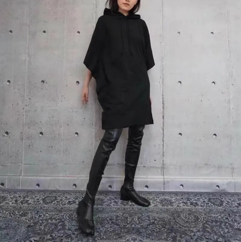 Black Thick-heeled slim tabi boots autumn and winter new split-toe boots over-the-knee boots low-heeled long knight boots
